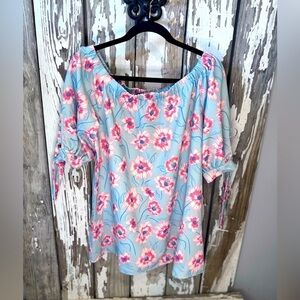 HEYSON Floral Blouse Size Medium Tie Sleeve